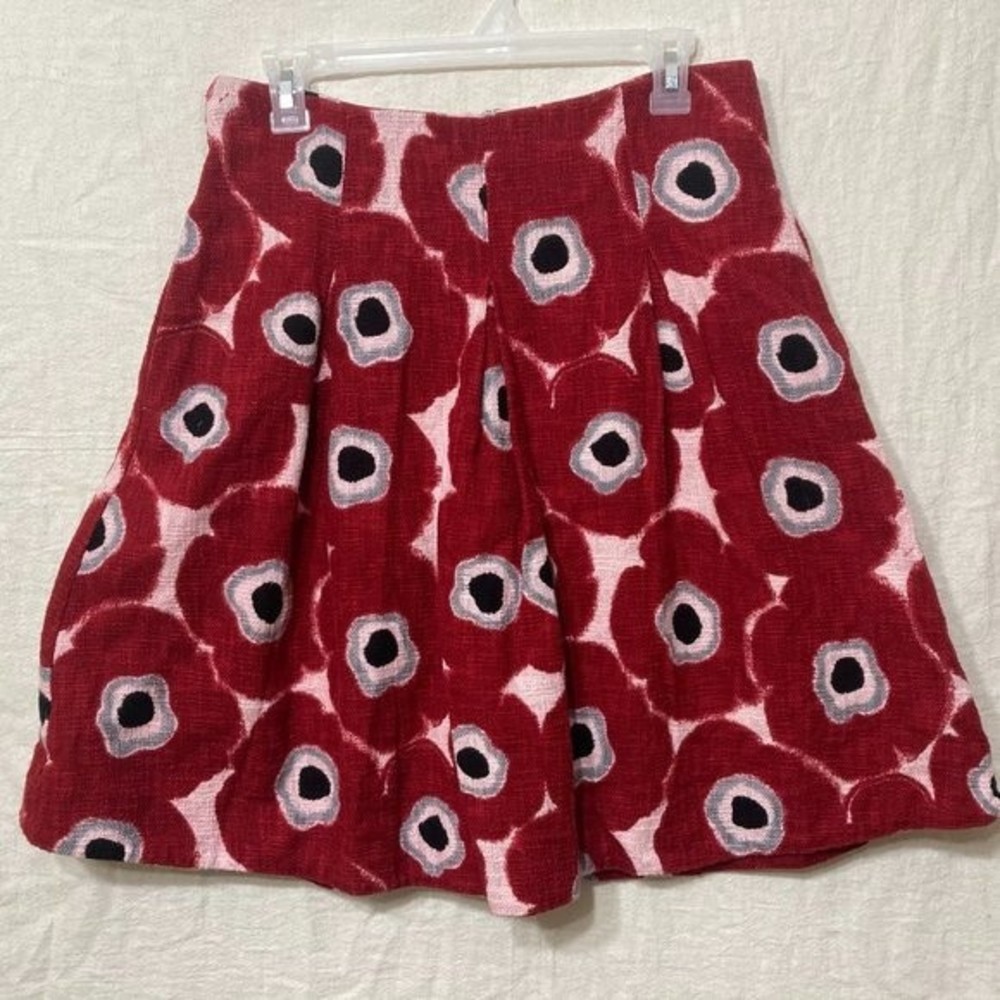 Abstract Flower Red Skirt Size Small The Limited